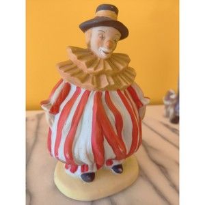 Vintage Collectable Circus Fat Clown Figurine bright colors red white and brown